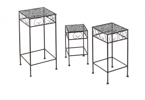 Pflanzenst�nder Blumentisch Blumenhocker eckig braun Metall S/3