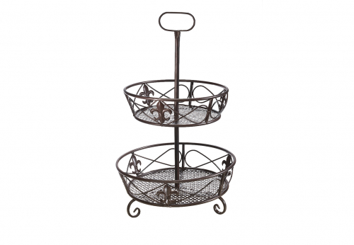 Etagere 2-stufig rund aus Metall braun