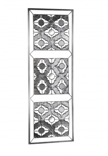 Wanddekoration aus Metall silbergrauen Quadraten mit Mustern