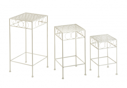 Pflanzenst�nder eckig antique cream aus Metall S/3