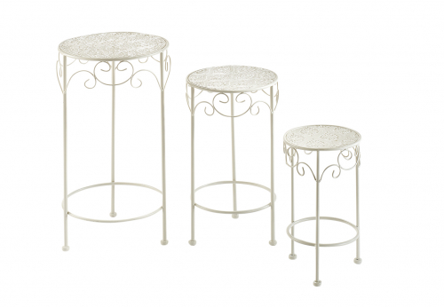 Pflanzenst�nder rund Farbe cream aus Metall S/3