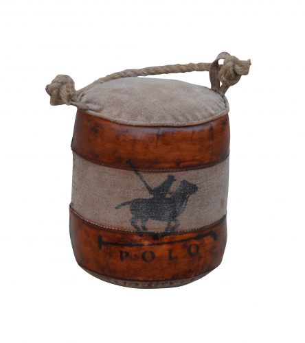 T�rstopper rund aus Canvas und Leder mit Henkel gef�llt mit Baumwolle und Sand