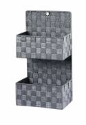 Wandkorb Nylon m. 2 F�chern auf Metallrahmen geflochten grau