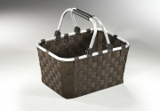 Einkaufskorb mit Klappb�gel aus Alu und Nylon braun 41x29x37 cm