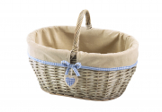 Weidenkorb grau mit Textil in natur und blau-wei�em Karomuster