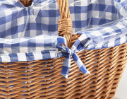 Autokorb gek. Weide/Textil blau kariert