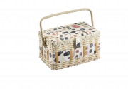 N�hkorb rechteckig mit  Knopfmuster und Textileinsatz