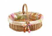 Tablett oval B�gel gek. Weide/Textil mit Folie karo bunt