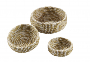 Dekoschale aus Gras mit Kunststoffband umwickel rund wei� S/3