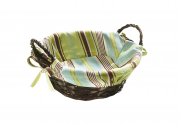 Dekoschale Weide/Span m. Textil braun rund