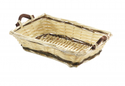 Dekoschale rechteckig mit Holzgriffen aus Weide/Holzspan