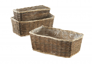 Weidenkorb rechteckig und Folie ausgeschlagen S/3