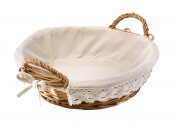 Weidenschale rund ausgeschlagen mit Textil inklusive H�kelborte