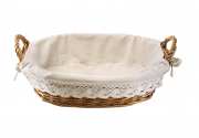 Weidenschale oval ausgeschlagen mit Textil inklusive H�kelborte