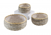 Pflanzschale Pflanzkorb rund Weide Chipwood mit Folie ausgeschlagen S/3