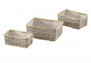 Pflanzkorb eckig aus Weide und Chipwood mit Folie ausgeschlagen S/3