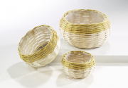 Pflanzschale Pflanzk�rbchen �bertopf Weide und Polyrattan rund curry S/3