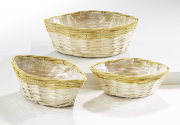 Pflanzgef�� aus Weide und Polyrattan Schiffchenform curry wei� S/3