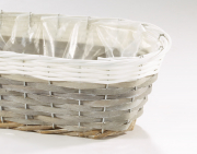 Pflanzschale aus Chipwood + Polyrattan Ausf�hrung L grau wei�