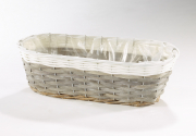 Pflanzschale aus Chipwood + Polyrattan Ausf�hrung L grau wei�