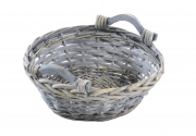Dekoschale rund aus Chipwood und Weide grey-washed
