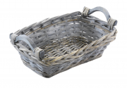 Dekoschale rechteckig aus Chipwood und Weide grey-washed