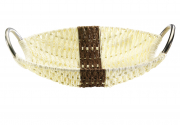 Deko-Schale oval natur/braun Bast mit Metallgriffen