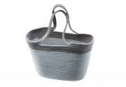 Henkeltasche aus vern�hten Baumwollseil grau wei� ohne Deko
