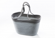 Henkeltasche aus vern�hten Baumwollseil grau wei� ohne Deko
