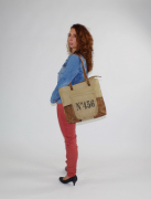 Vintage Tasche aus Canvas und Leder  No. 456 mit Lederhenkel