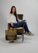 Vintage Tasche aus Canvas und Leder  No. 456 mit Lederhenkel