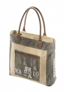 Vintage Tasche aus Canvas und Leder  JFK mit Lederhenkel