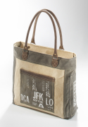 Vintage Tasche aus Canvas und Leder  JFK mit Lederhenkel