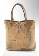 Vintage Tasche aus Canvas und Leder  London mit Lederhenkel
