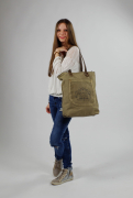 Vintage Tasche aus Canvas und Leder  Premium mit Lederhenkel