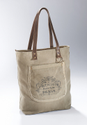 Vintage Tasche aus Canvas und Leder  Premium mit Lederhenkel