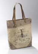 Vintage Tasche aus Canvas und Leder Schl�ssel mit Lederhenkel