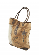 Vintage Tasche aus Canvas und Leder USA mit Lederhenkel