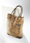 Vintage Tasche aus Canvas und Leder USA mit Lederhenkel