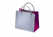 Filztasche hellgrau mit pinken Seiten