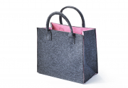 Filztasche aussen grau meliert innen rosa