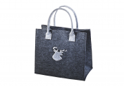 Filztasche dunkelgrau mit hellgrauem Hirschmotiv