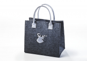 Filztasche dunkelgrau mit hellgrauem Hirschmotiv