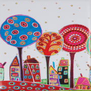 Sitzw�rfel BUNT faltbar quadratisch mit Kunstleder bezogen inkl. Deckel