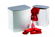 W�schebeh�lter Set mit zwei Gr��en, wei�/grau, halbrunde Front, Nylongeflecht