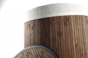 W�schebeh�lter rund aus Bambus und Textil braun