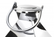 Laterne CANNES aus Glas und Edelstahl mit einem Henkelgriff