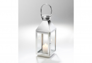 Laterne CANNES aus Glas und Edelstahl mit einem Henkelgriff