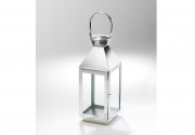 Laterne CANNES aus Glas und Edelstahl mit einem Henkelgriff