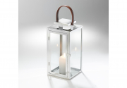 Laterne LYON  aus Glas und Edelstahl mit einem Henkelgriff